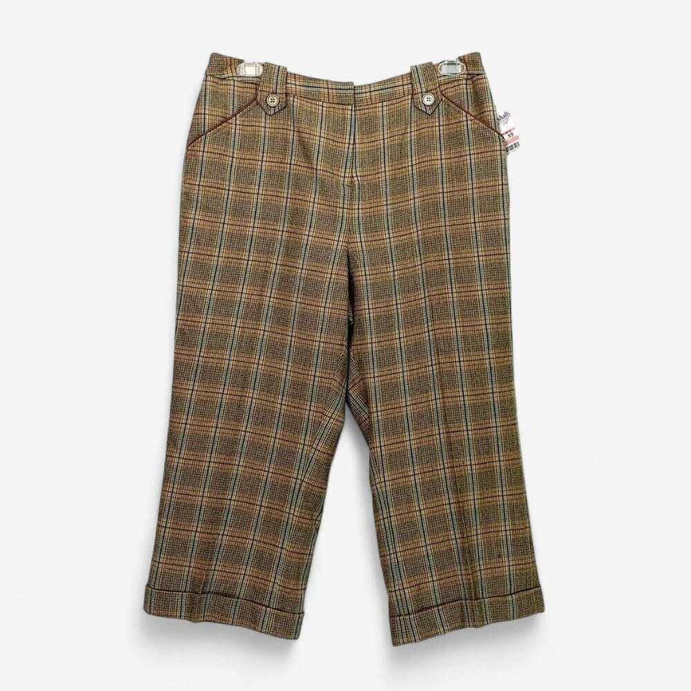 David N Women's plaid-gingham cropped pants 50's style Size 10